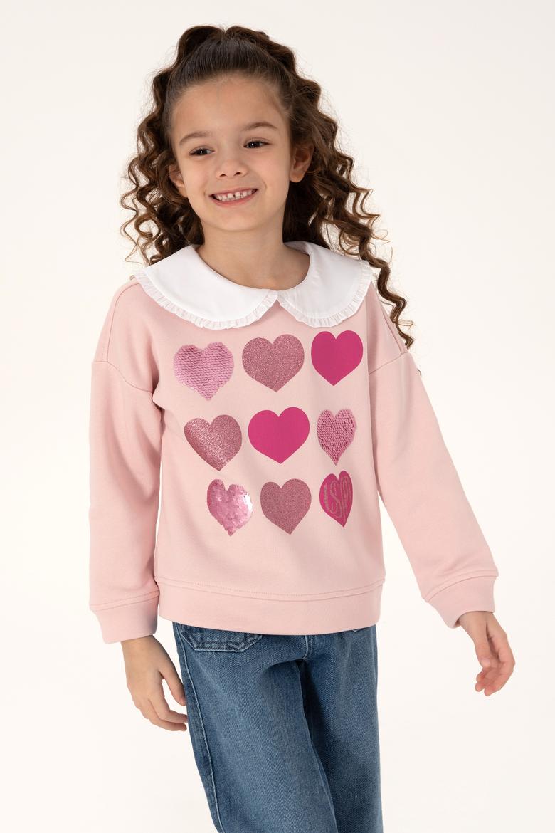 Kız Çocuk Pudra Sweatshirt