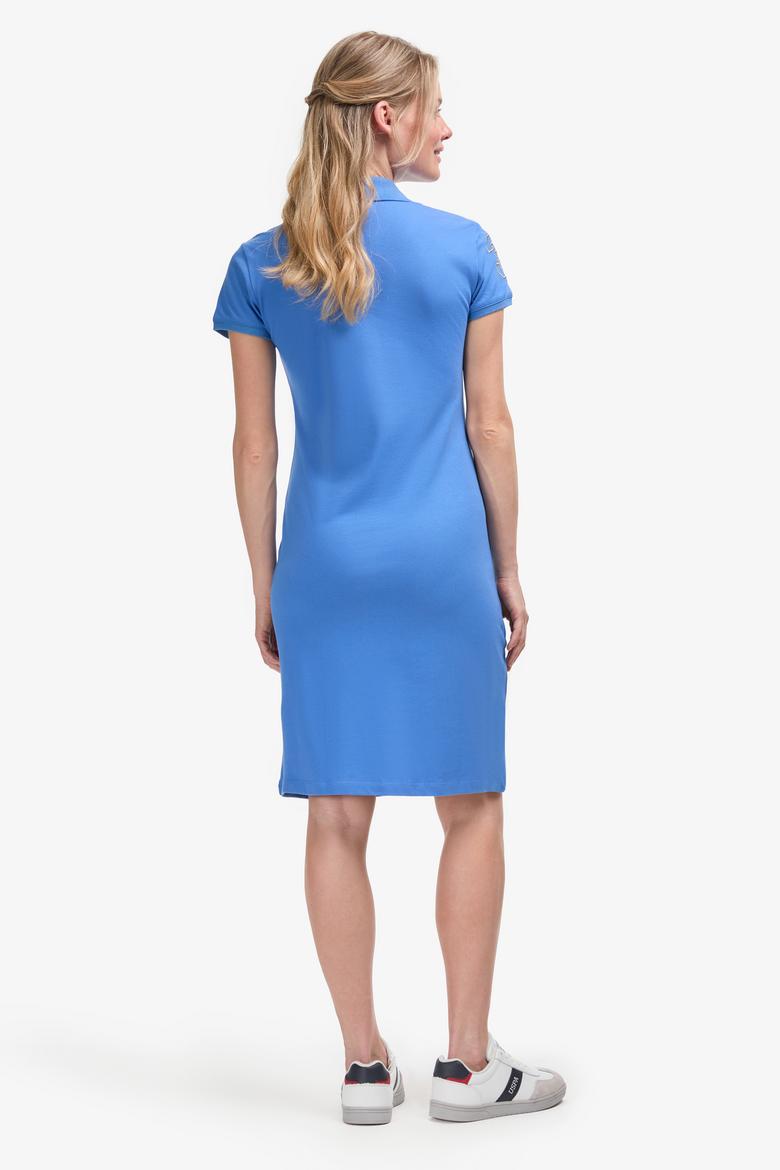 Kadın İndigo Polo Yaka Mini Boy Örme Elbise - 50297457147