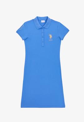Kadın İndigo Polo Yaka Mini Boy Örme Elbise - 50297457147
