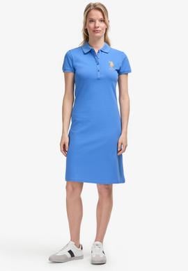 Kadın İndigo Polo Yaka Mini Boy Örme Elbise - 50297457147