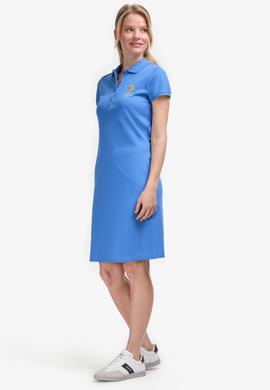 Kadın İndigo Polo Yaka Mini Boy Örme Elbise - 50297457147