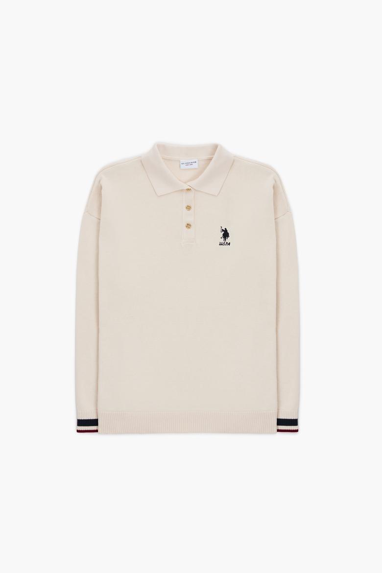 Kadın Krem Polo Yaka Kazak - 50314707010