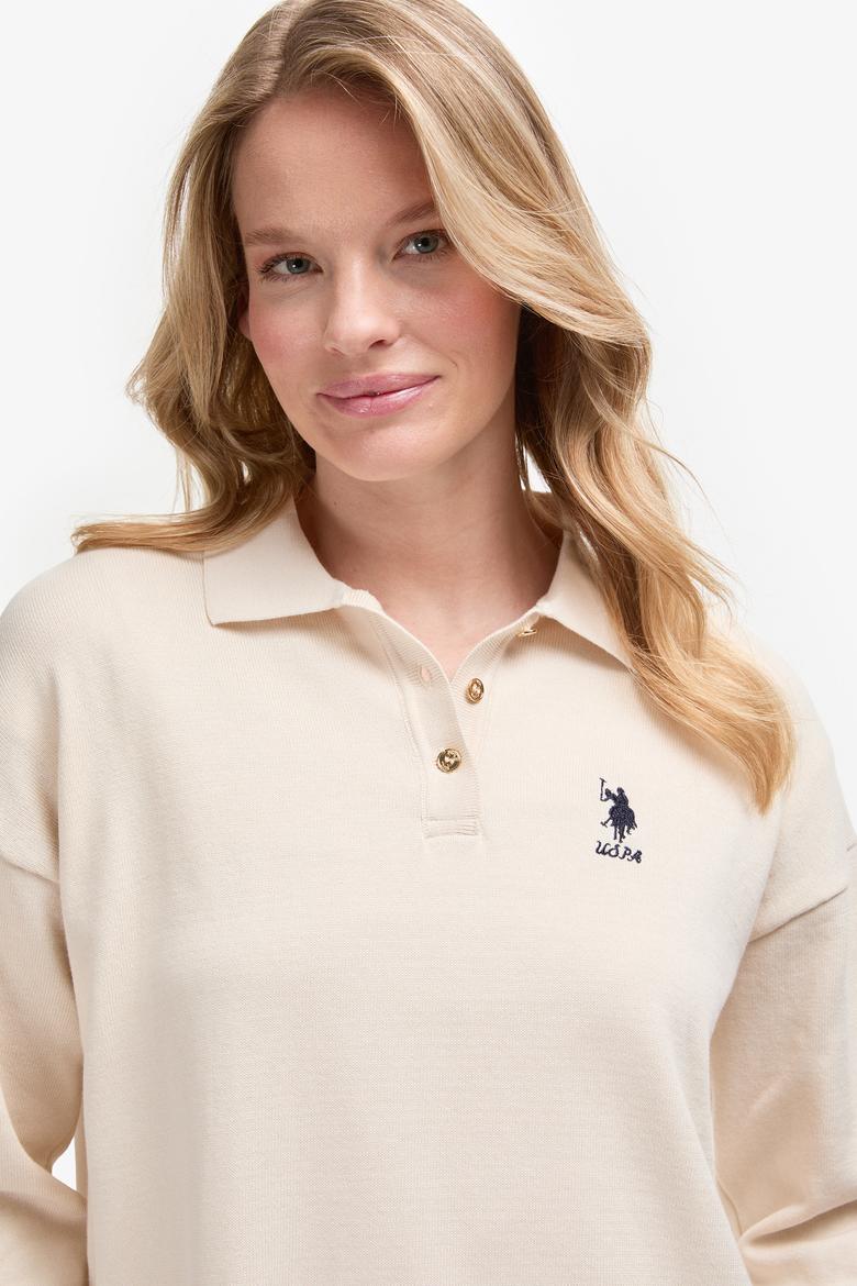 Kadın Krem Polo Yaka Kazak - 50314707010