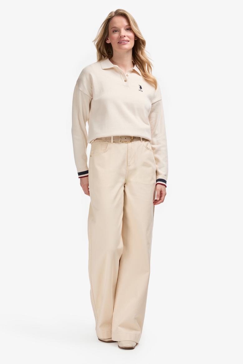 Kadın Krem Polo Yaka Kazak - 50314707010