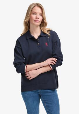 Kadın Lacivert Polo Yaka Kazak - 50314707020