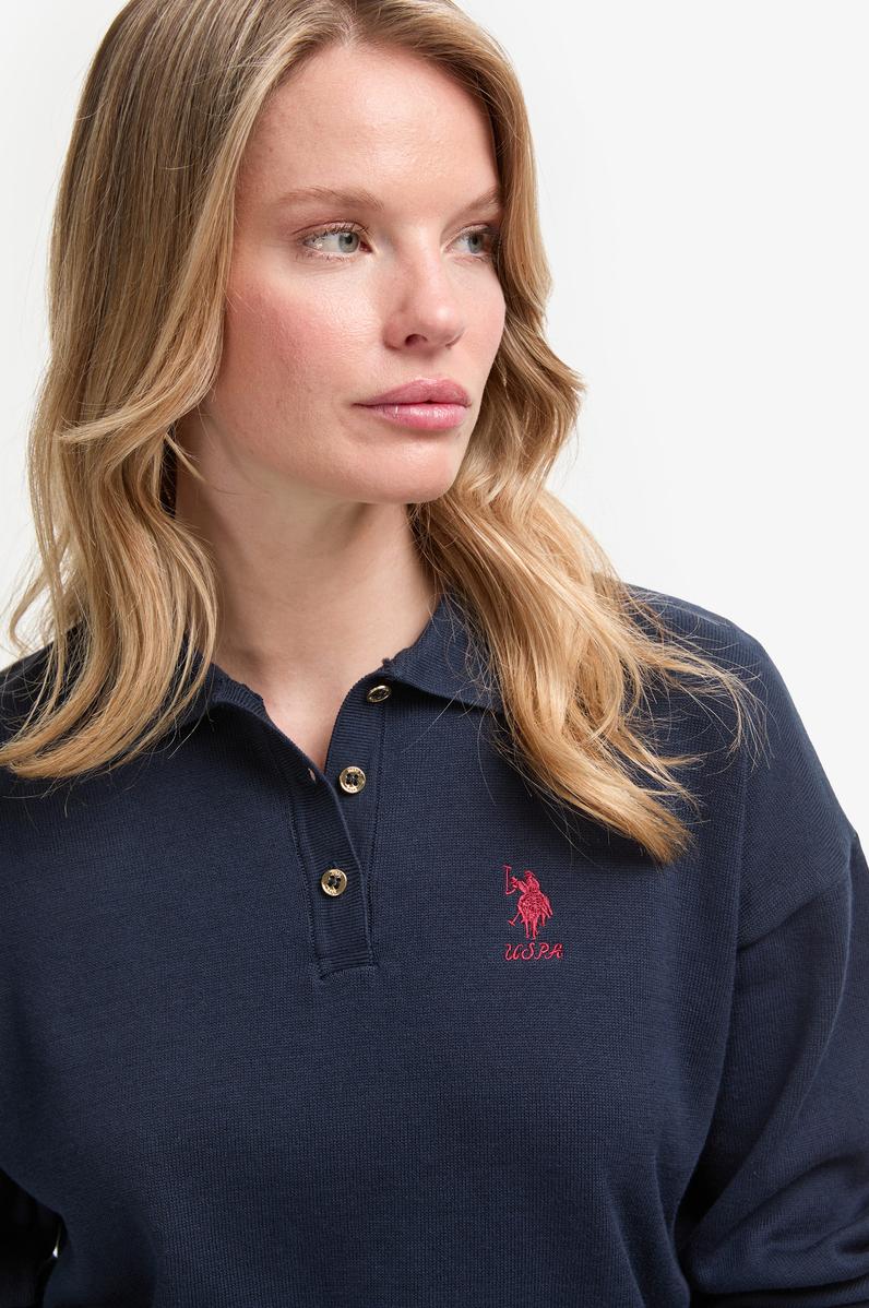 Kadın Lacivert Polo Yaka Kazak