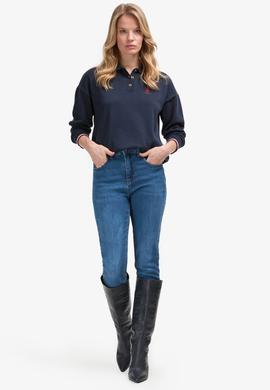 Kadın Lacivert Polo Yaka Kazak - 50314707020