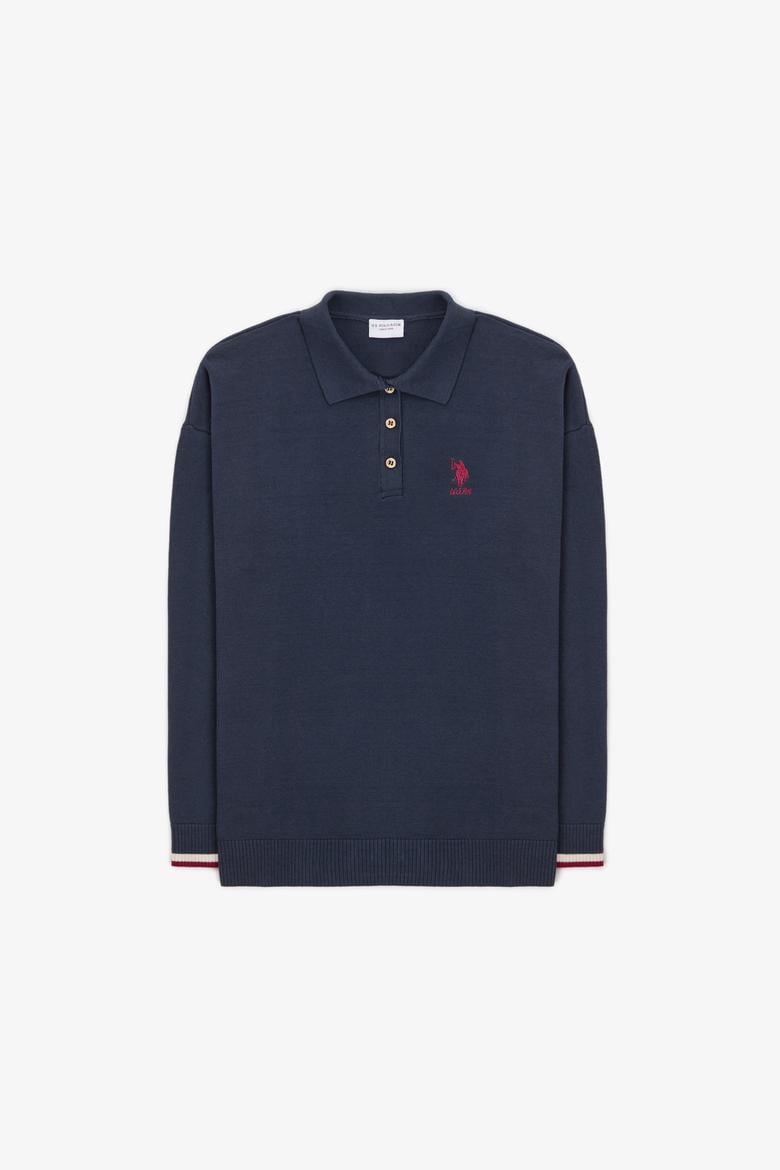 Kadın Lacivert Polo Yaka Kazak - 50314707020