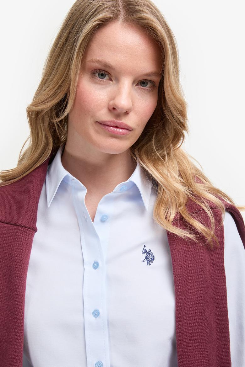 Kadın Açık Mavi Uzun Kollu Basic Gömlek - 50324791012