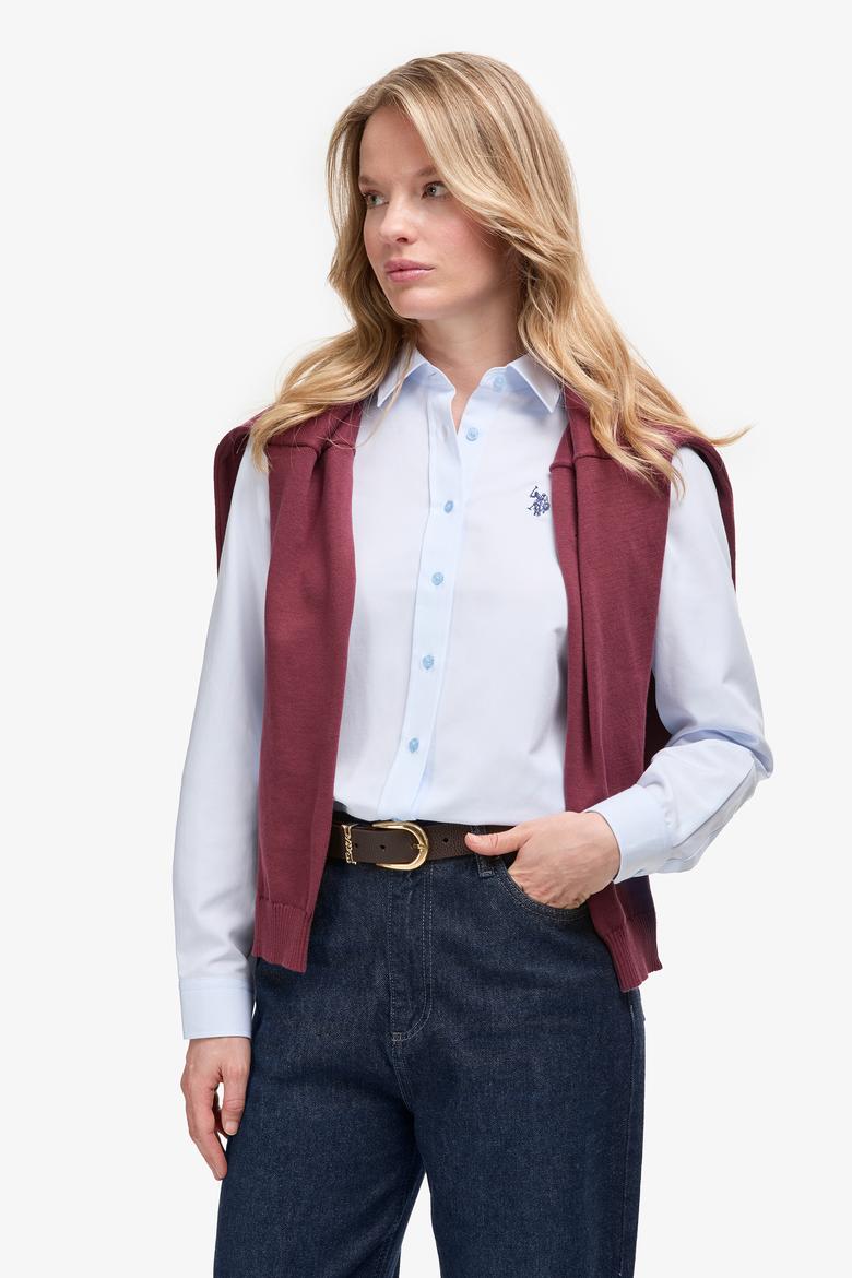 Kadın Açık Mavi Uzun Kollu Basic Gömlek - 50324791012