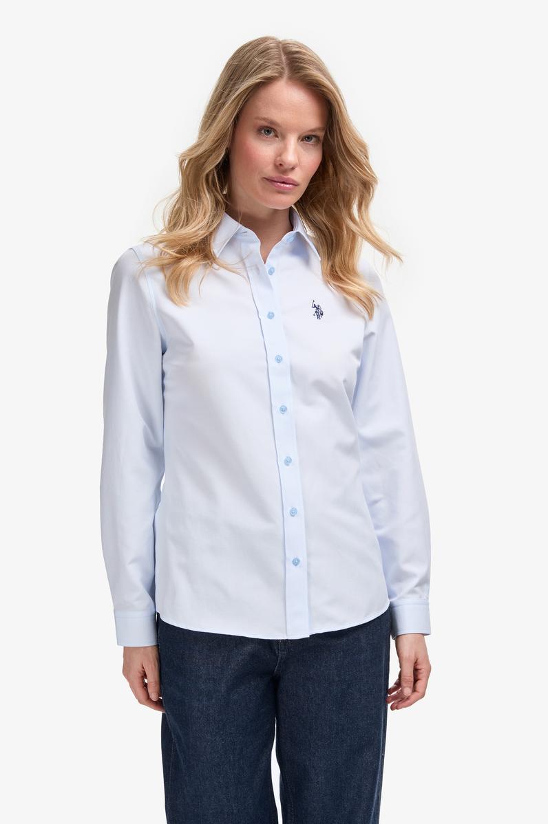 Kadın Açık Mavi Uzun Kollu Basic Gömlek