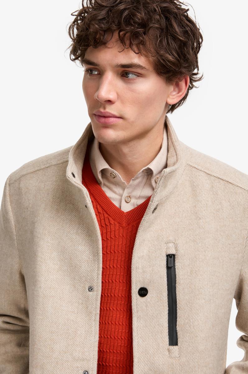 Erkek Krem Kaşe Kaban