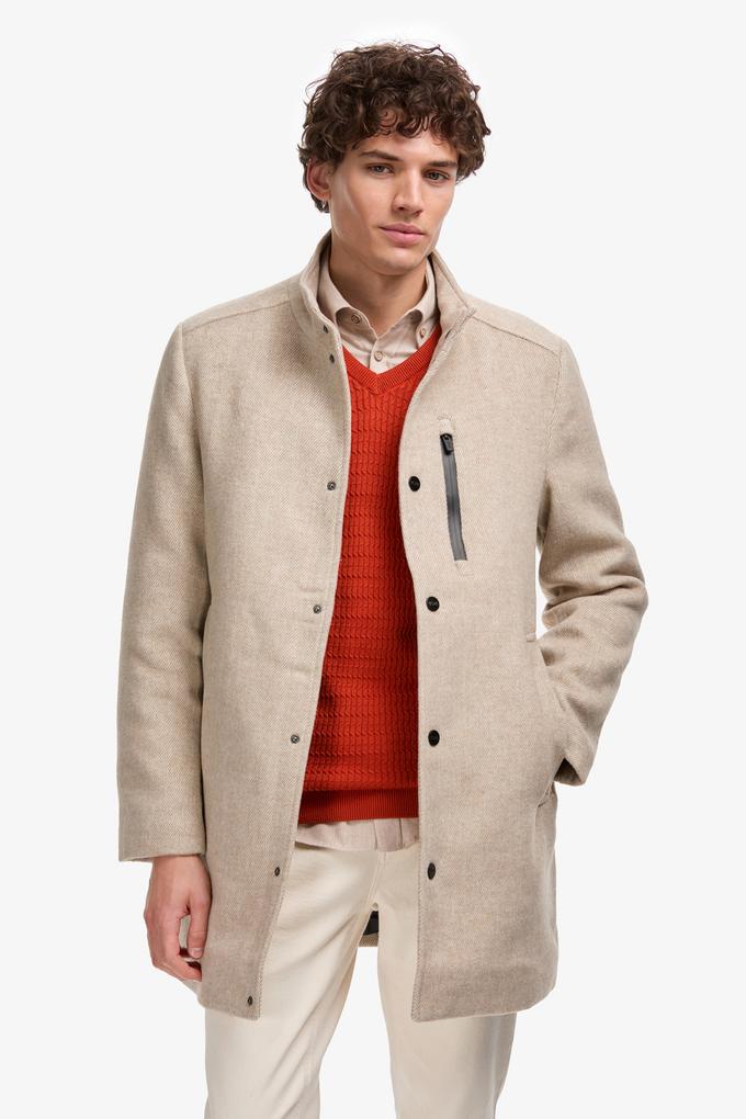 Erkek Krem Kaşe Kaban