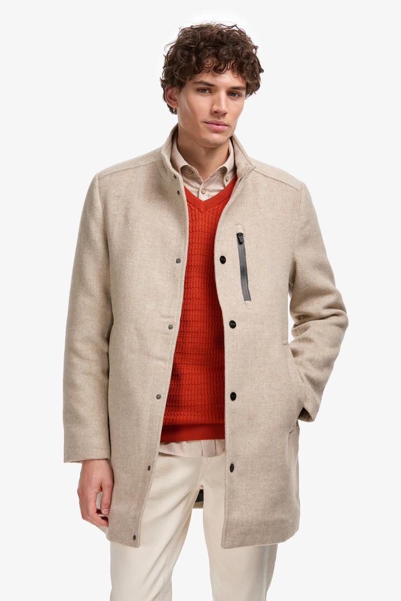 Erkek Krem Kaşe Kaban