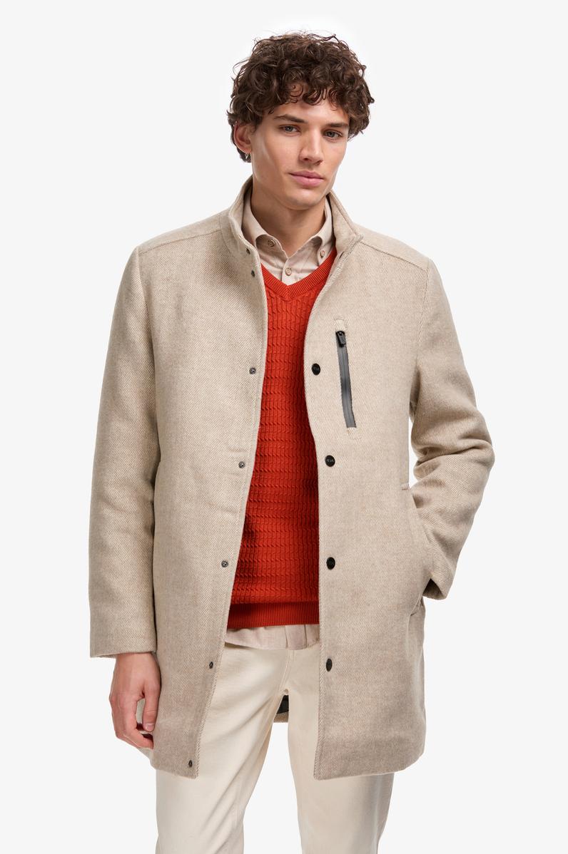 Erkek Krem Kaşe Kaban