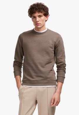 Erkek Regular Fit Bisiklet Yaka Vizon Sweatshirt - 50308686037