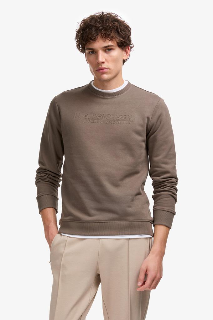 Erkek Regular Fit Bisiklet Yaka Vizon Sweatshirt