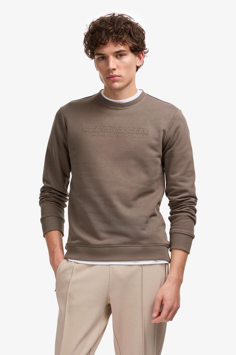Erkek Regular Fit Bisiklet Yaka Vizon Sweatshirt