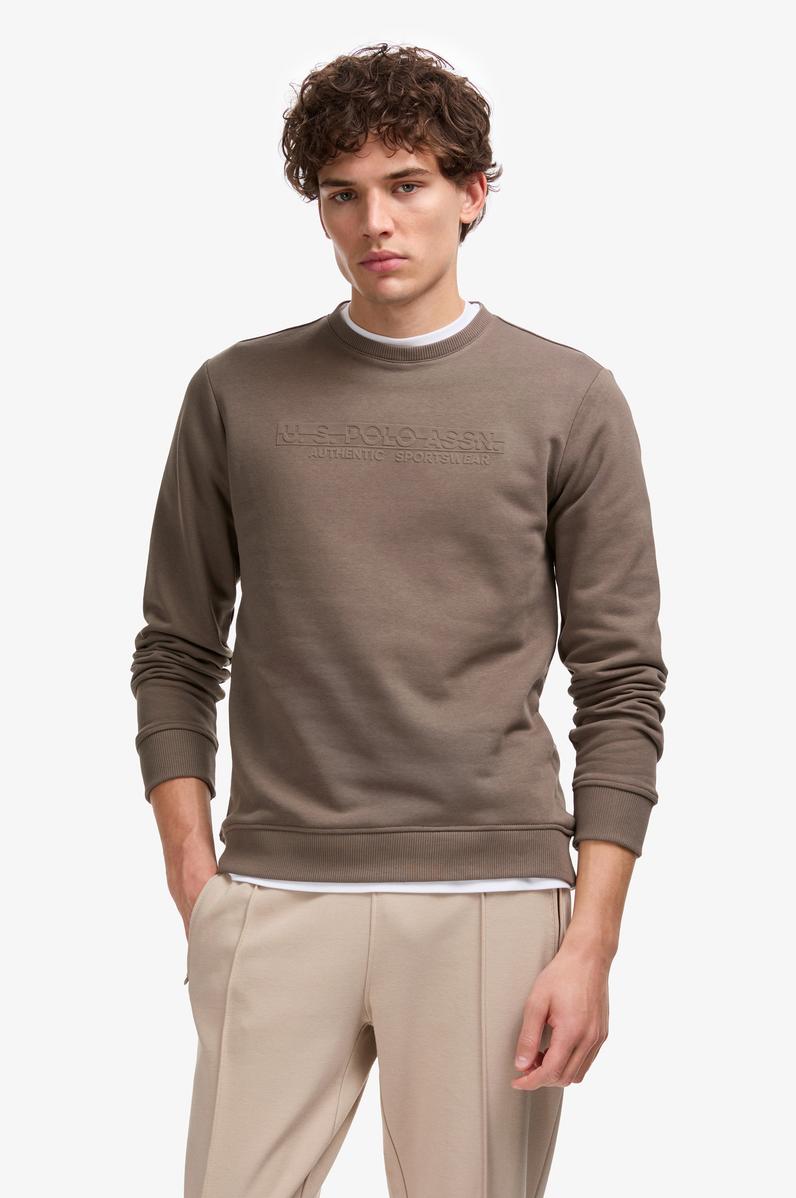 Erkek Regular Fit Bisiklet Yaka Vizon Sweatshirt