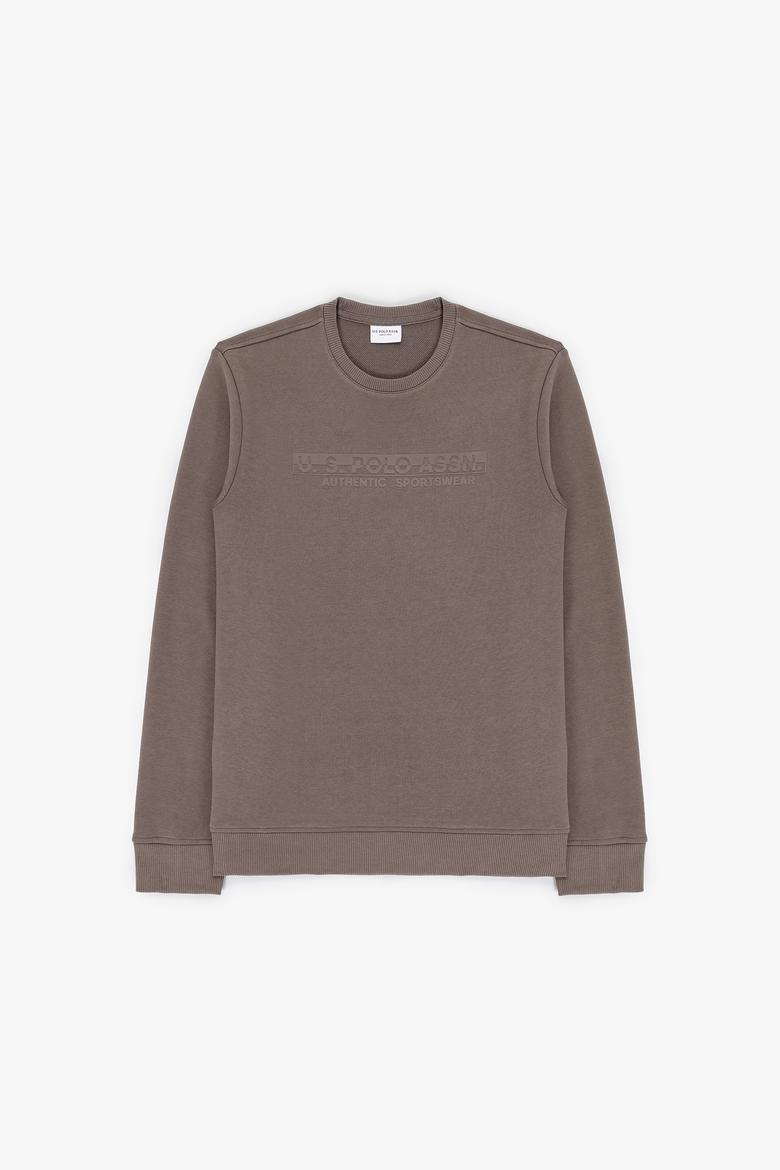 Erkek Regular Fit Bisiklet Yaka Vizon Sweatshirt - 50308686037