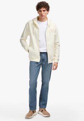 Erkek Comfort Fit Fermuarlı Kapüşonlu Krem Örme Hırka - 50315757018