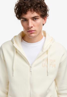 Erkek Comfort Fit Fermuarlı Kapüşonlu Krem Örme Hırka - 50315757018