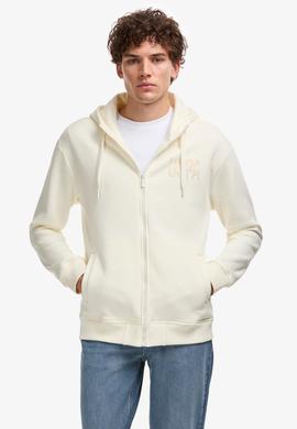 Erkek Comfort Fit Fermuarlı Kapüşonlu Krem Örme Hırka - 50315757018