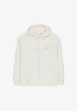 Erkek Comfort Fit Fermuarlı Kapüşonlu Krem Örme Hırka - 50315757018