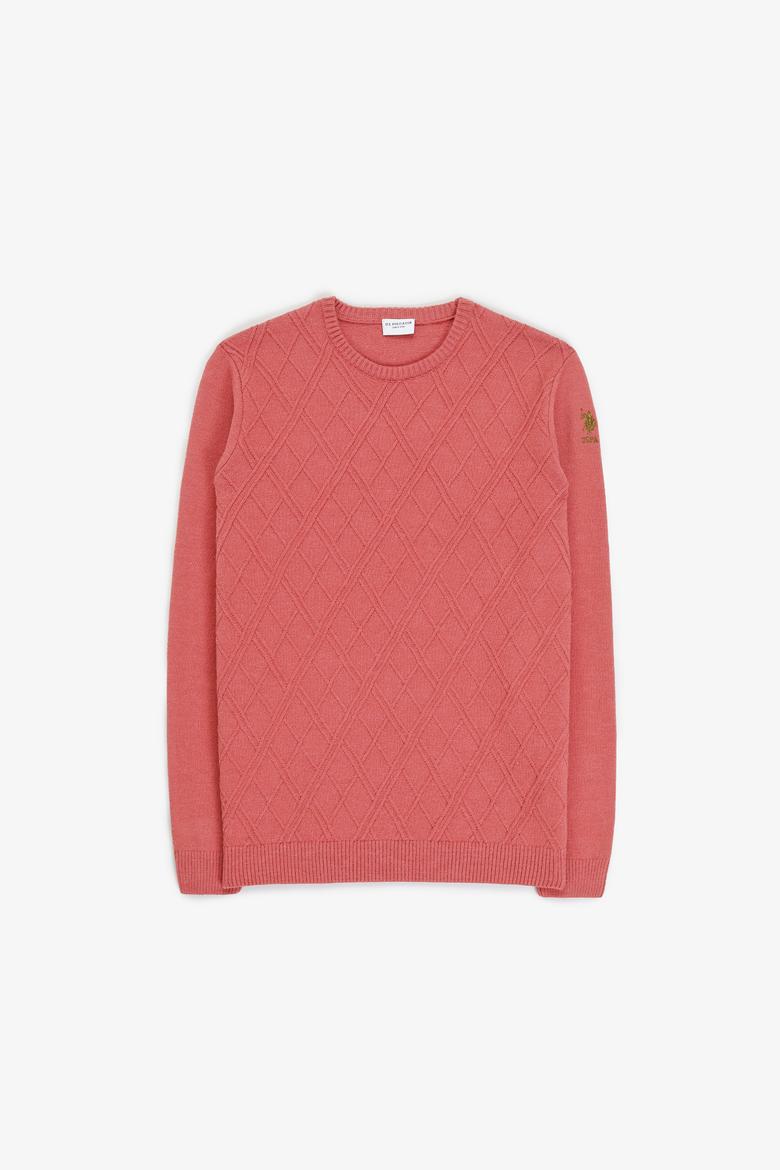 Erkek Regular Fit Bisiklet Yaka Gül Kurusu Kazak - 50314974005