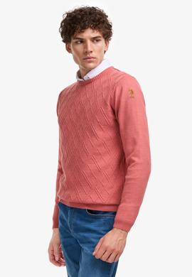 Erkek Regular Fit Bisiklet Yaka Gül Kurusu Kazak - 50314974005