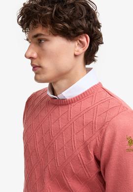 Erkek Regular Fit Bisiklet Yaka Gül Kurusu Kazak - 50314974005