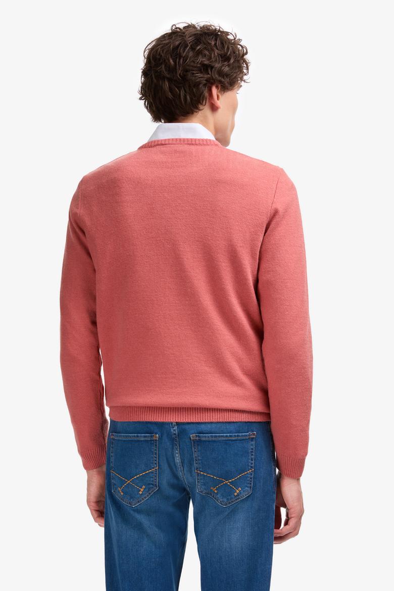 Erkek Regular Fit Bisiklet Yaka Gül Kurusu Kazak - 50314974005