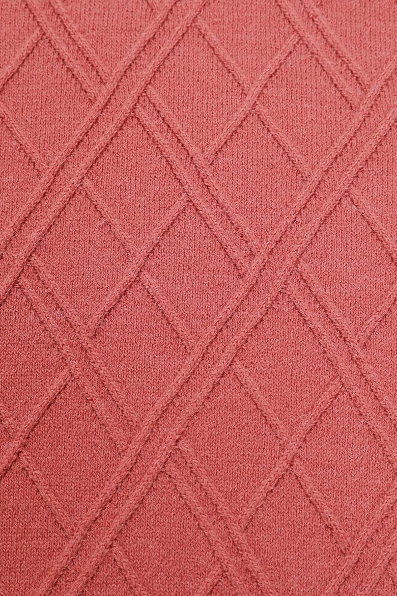 Erkek Regular Fit Bisiklet Yaka Gül Kurusu Kazak - 50314974005