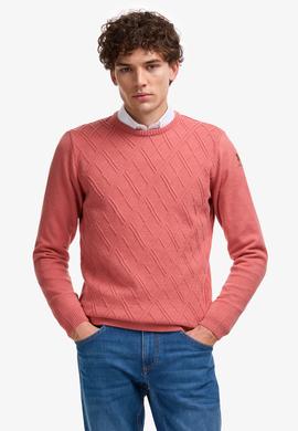 Erkek Regular Fit Bisiklet Yaka Gül Kurusu Kazak - 50314974005