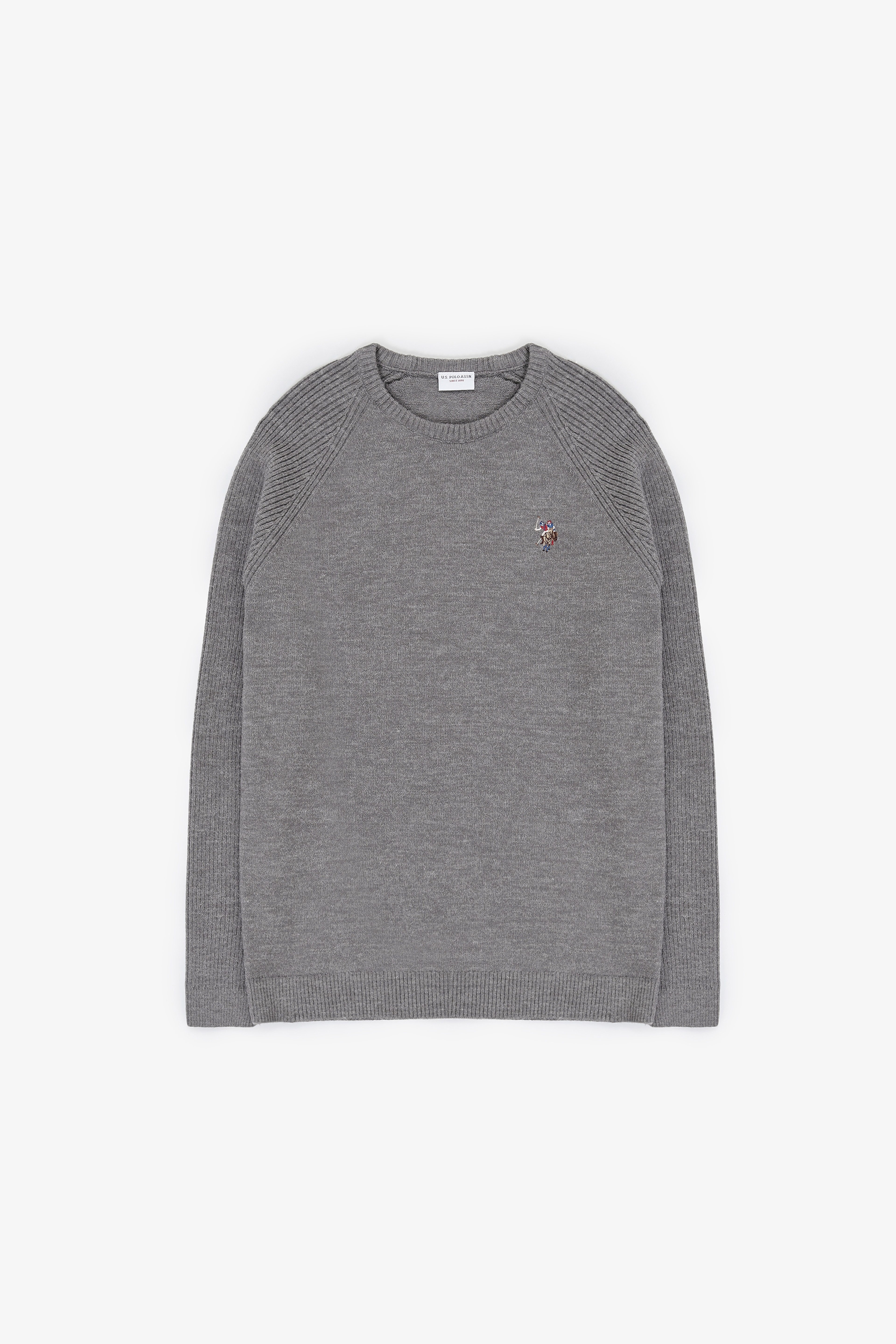 Erkek Regular Fit Bisiklet Yaka Gri Kazak - Image 6