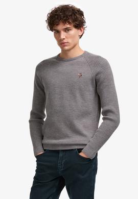 Erkek Regular Fit Bisiklet Yaka Gri Kazak - 50314983042