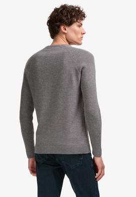 Erkek Regular Fit Bisiklet Yaka Gri Kazak - 50314983042