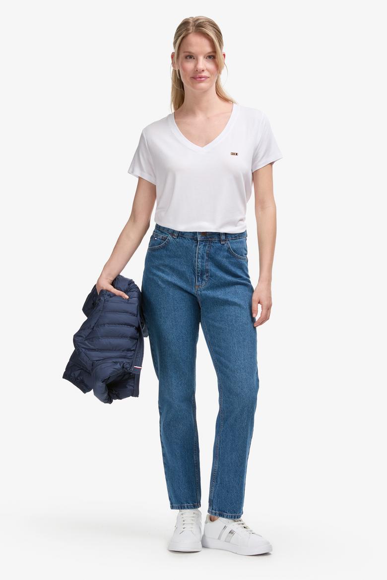 Kadın Beyaz Basic Tişört - 50323448013