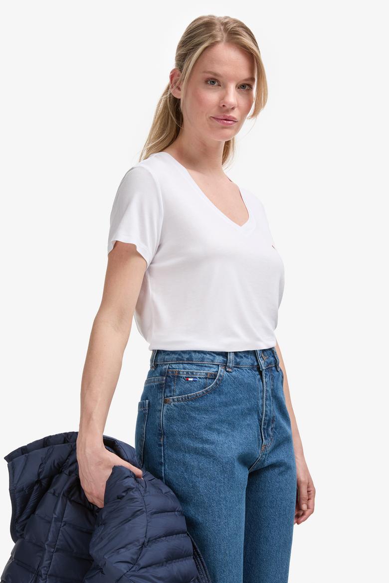 Kadın Beyaz Basic Tişört - 50323448013