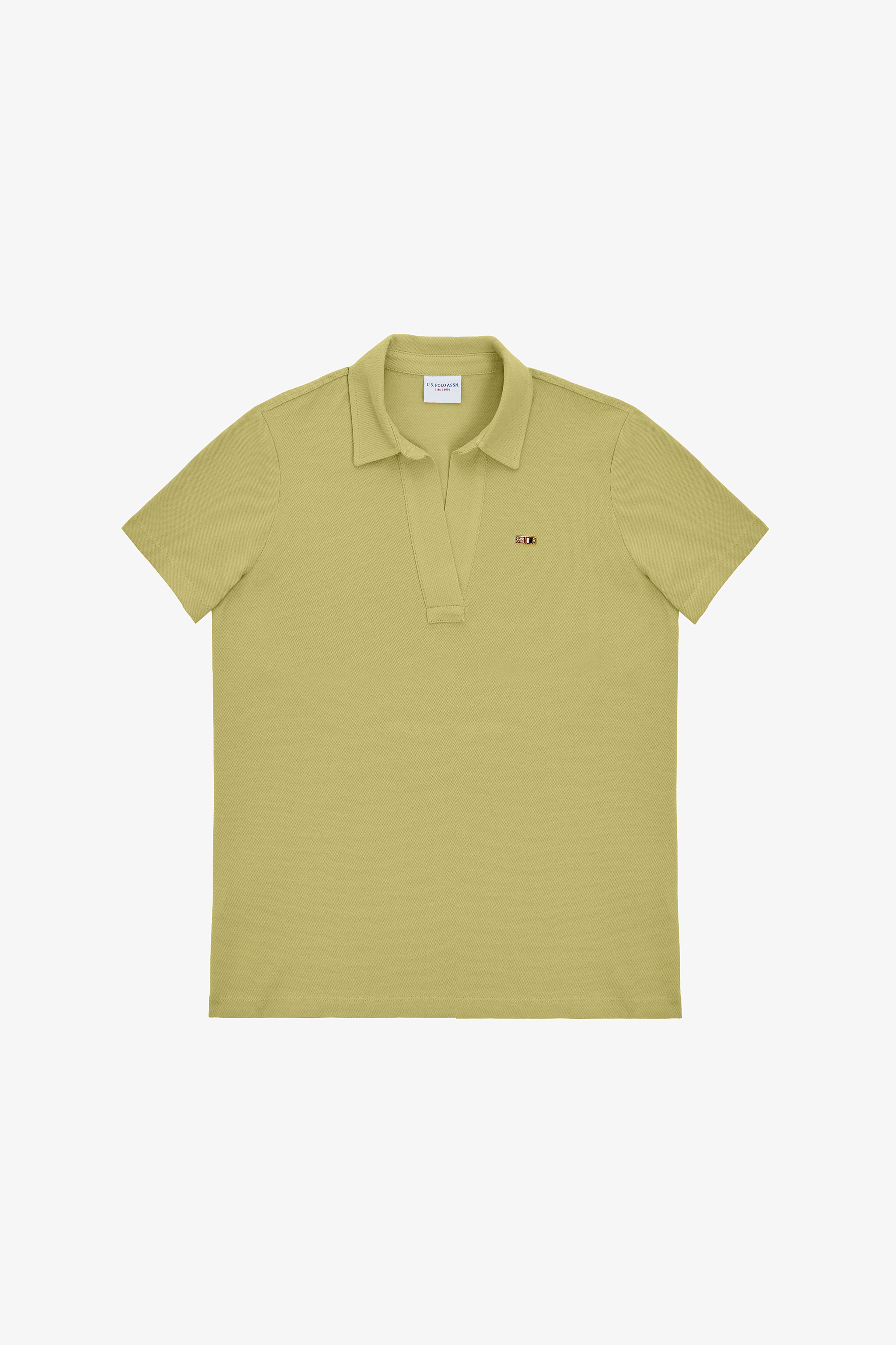 Kadın Yeşil Polo Yaka Basic Tişört - Image 6