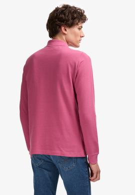 Erkek Koyu Pembe Polo Yaka Basic Sweatshirt - 50253121061
