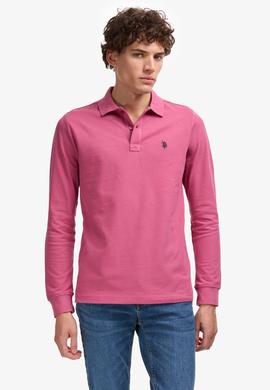 Erkek Koyu Pembe Polo Yaka Basic Sweatshirt - 50253121061