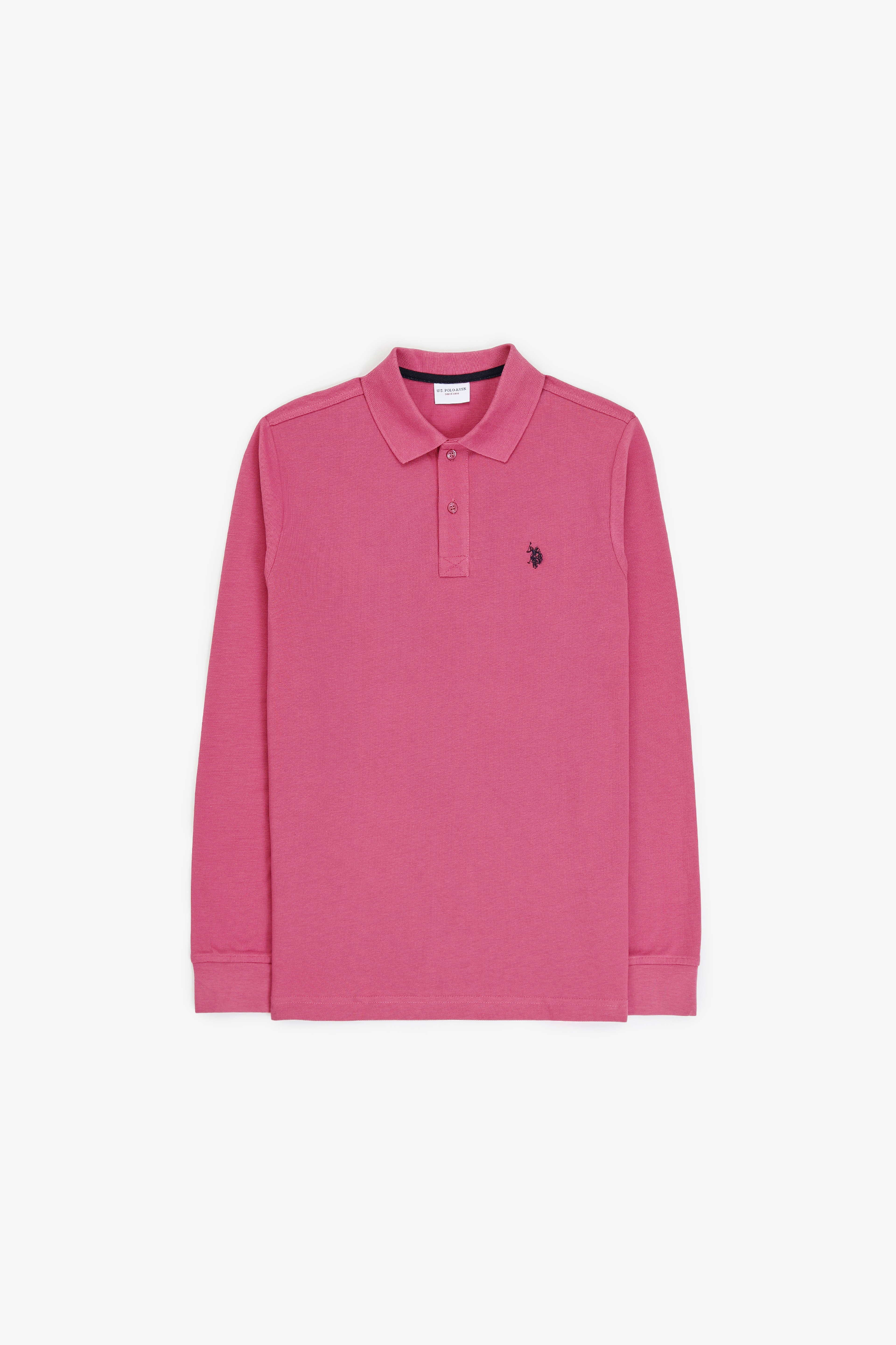 Erkek Koyu Pembe Polo Yaka Basic Sweatshirt