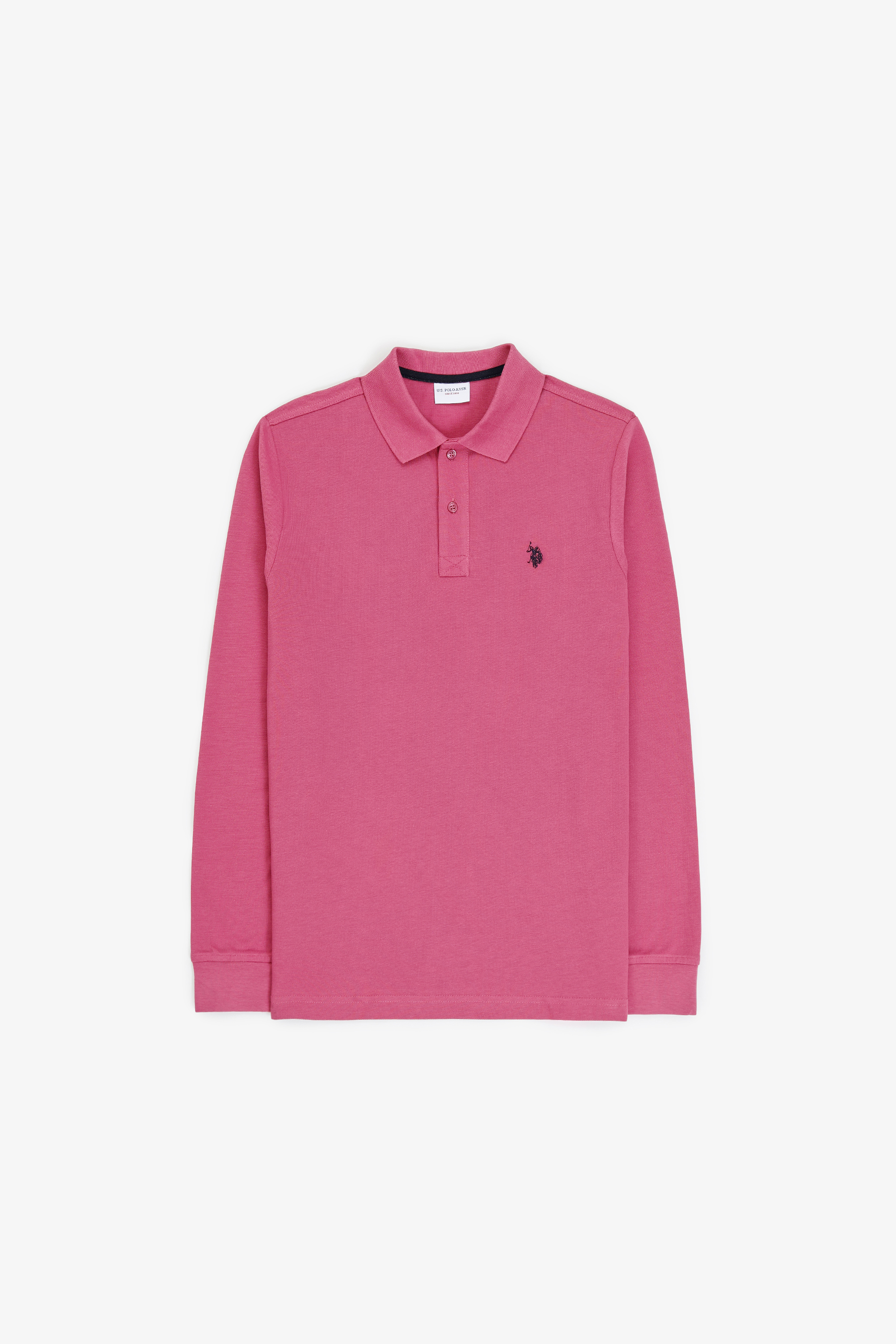 Erkek Koyu Pembe Polo Yaka Basic Sweatshirt - 50253121061