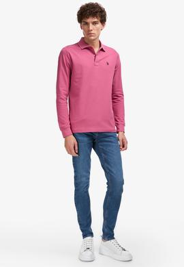 Erkek Koyu Pembe Polo Yaka Basic Sweatshirt - 50253121061