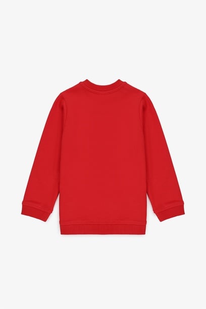 Erkek Bebek Kırmızı Bisiklet Yaka Basic Sweatshirt