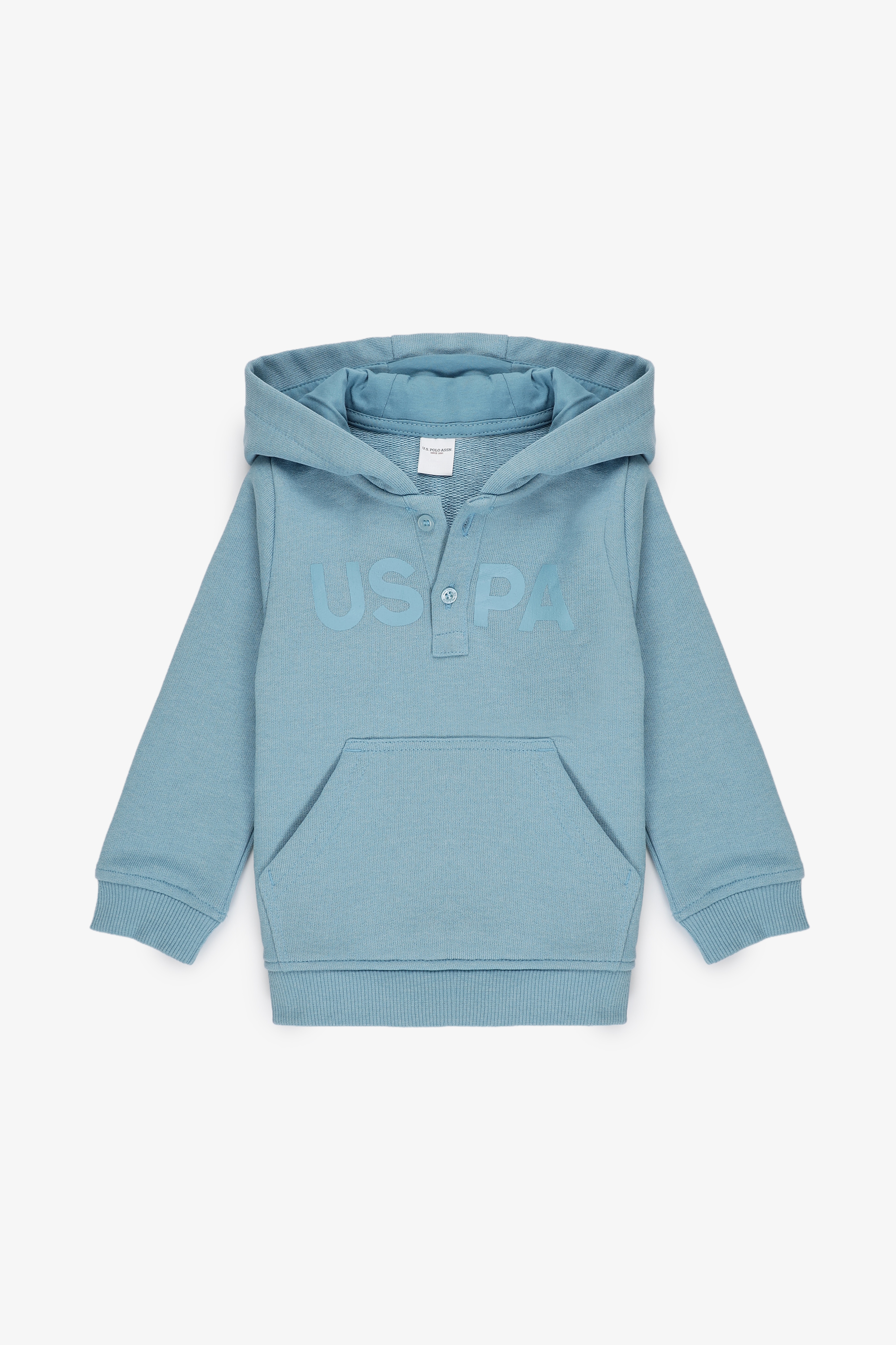 Erkek Bebek Mavi Kapüşonlu Basic Sweatshirt - Image 1