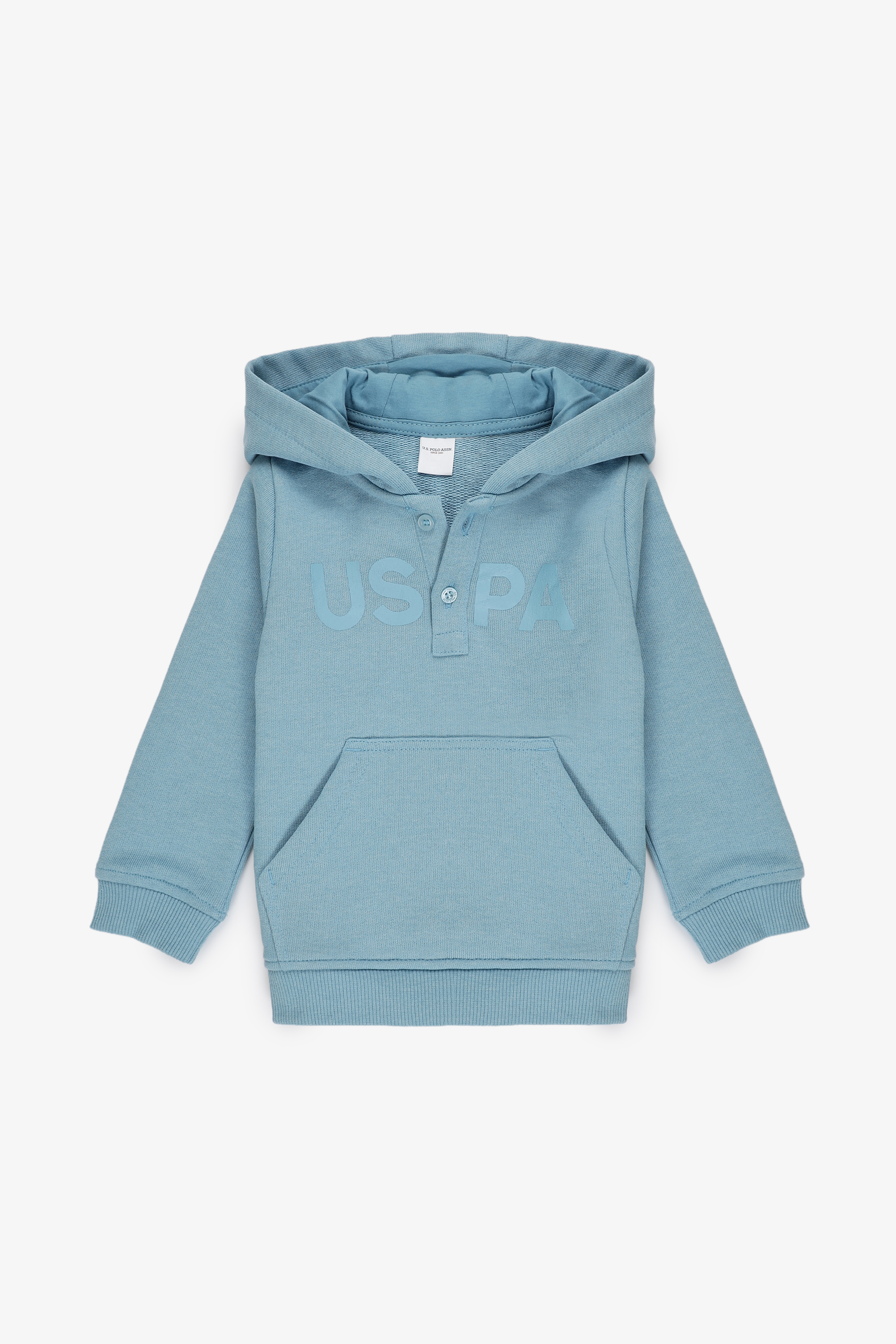 Erkek Bebek Mavi Kapüşonlu Basic Sweatshirt
