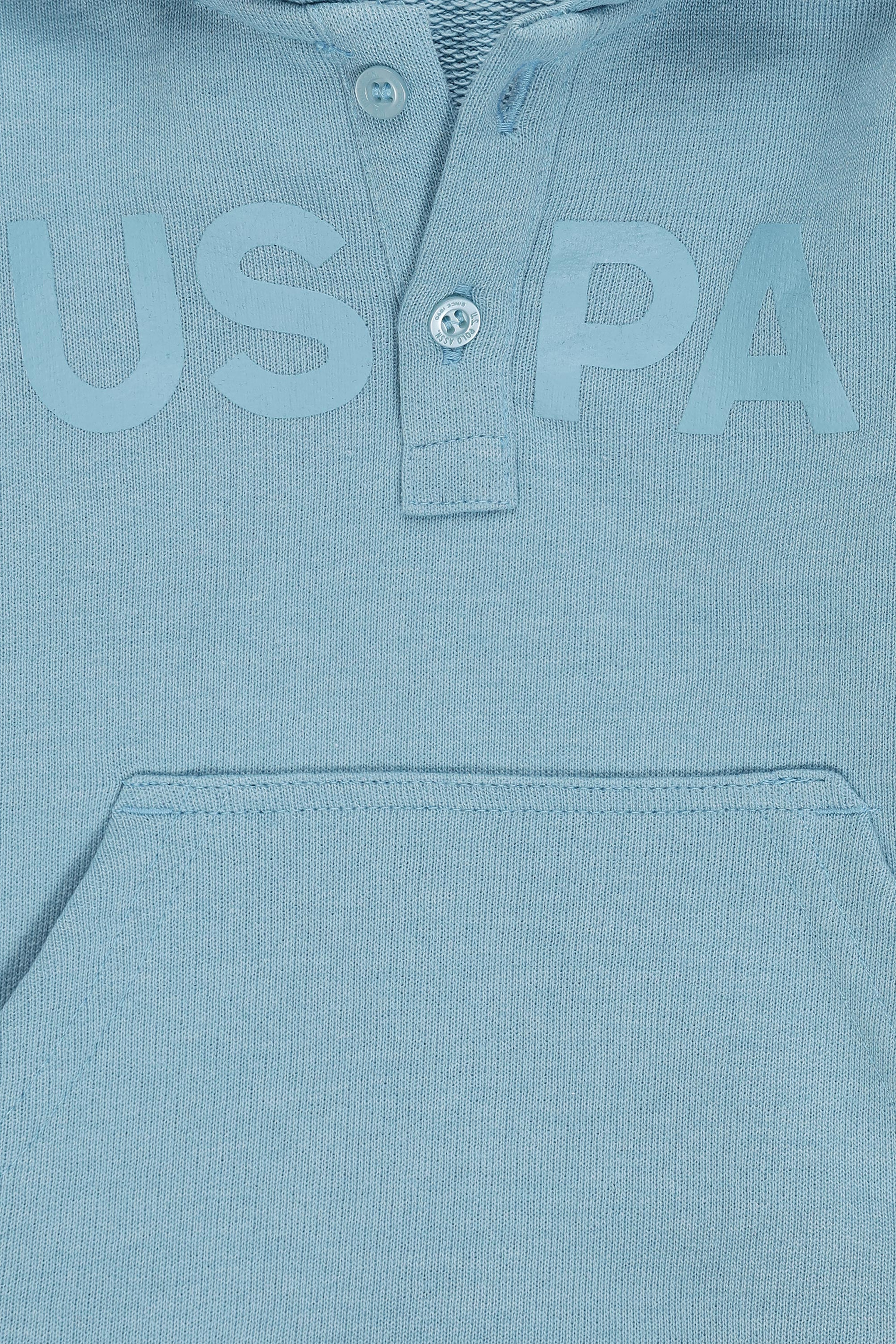 Erkek Bebek Mavi Kapüşonlu Basic Sweatshirt - Image 3