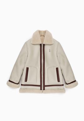 Kız Çocuk Ekru Deri Ceket - 50297191003